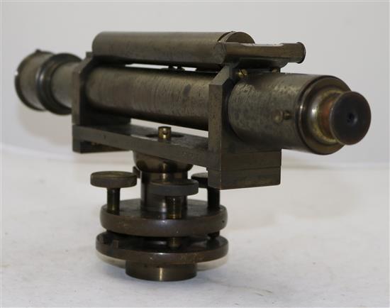 A 19th century lacquered brass surveyors level, signed Dancer Optician, Manchester, 14.5in.